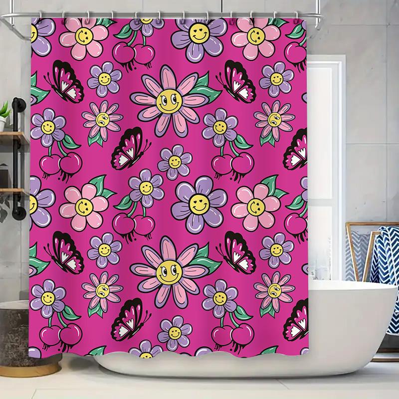 Floral Shower Curtain with Happy Faces Pink Bath Decor for Kids Room Kitchen Curtains Polyester Water Resistant Bathroom Window 90x180cm
Floral Shower Curtain with Happy Faces Pink Bath Decor for Kids Room Kitchen Curtains Polyester Water Resistant Bathroom Window 90x180cm