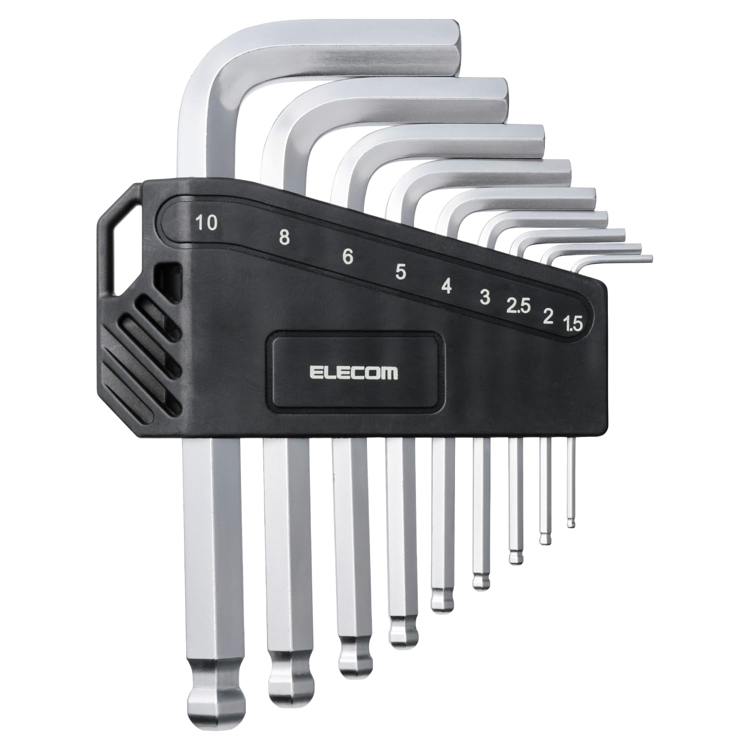 ELECOM Hex Wrench Ball with Chrome Plated TL-HWS9 9-Piece Set, Point, Folding, Holder,
ELECOM Hex Wrench Ball with Chrome Plated TL-HWS9 9-Piece Set, Point, Folding, Holder,