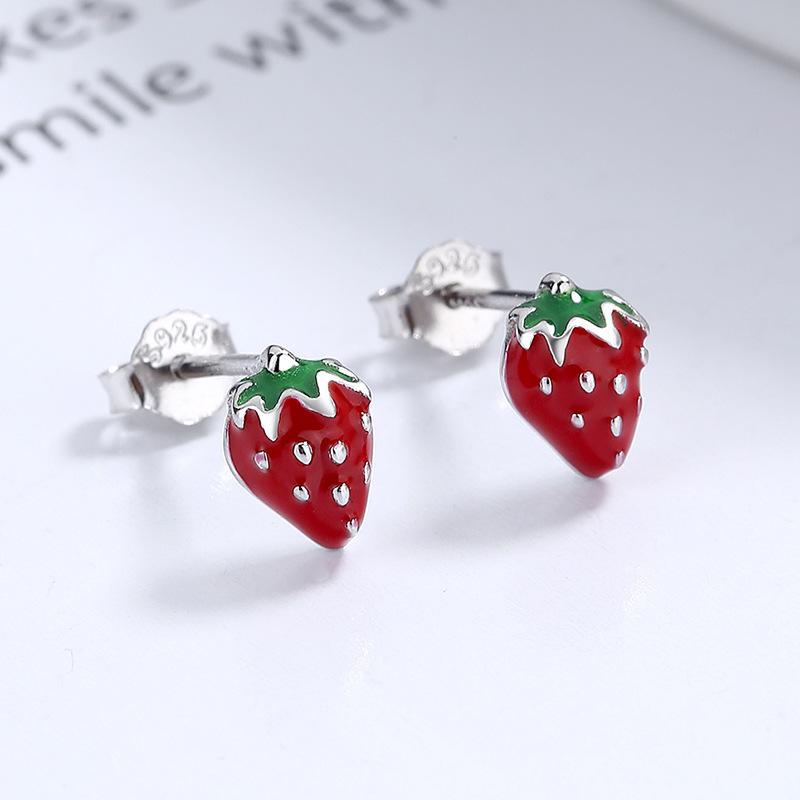 925 Sterling Silver Strawberry Stud Earrings - Cute Enamel Fruit Jewelry for Women Girls Gift
925 Sterling Silver Strawberry Stud Earrings - Cute Enamel Fruit Jewelry for Women Girls Gift