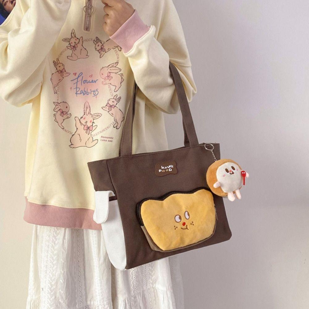Large Capacity Shoulder Bag Cartoon Canvas Bag Casual Toast Bag with Pendant Girls белый
Large Capacity Shoulder Bag Cartoon Canvas Bag Casual Toast Bag with Pendant Girls белый