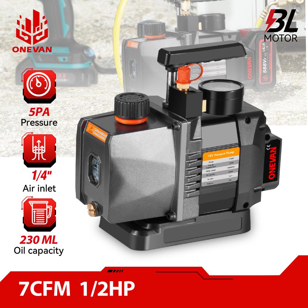 ONEVAN 1/2HP 7CFM Brushless Refrigerant Vacuum Pump 1/4 Air Conditioning Cooling Pump For Car Household For Makita 18V Battery sku006051
ONEVAN 1/2HP 7CFM Brushless Refrigerant Vacuum Pump 1/4 Air Conditioning Cooling Pump For Car Household For Makita 18V Battery sku006051