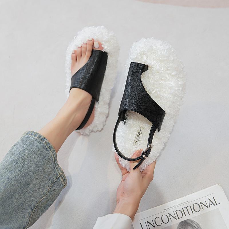 Fashion Clip Toe Leather patchwork fur sandals women designer back strap winter shoes cozy fur padded sandalias mujer big size 41-43 7.5
Fashion Clip Toe Leather patchwork fur sandals women designer back strap winter shoes cozy fur padded sandalias mujer big size 41-43 7.5