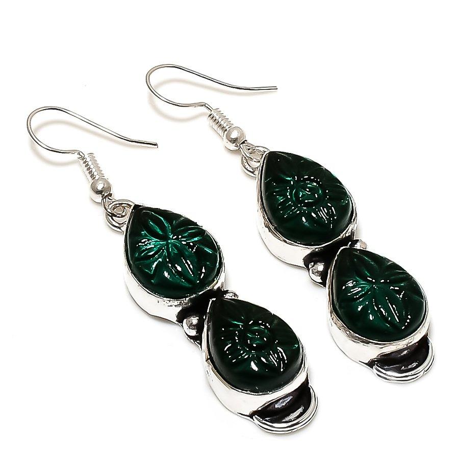 Подарочные серьги из стерлингового серебра 925 пробы с натуральным хромдиопсидом 2,25 дюйма F0P34 
Подарочные серьги из стерлингового серебра 925 пробы с натуральным хромдиопсидом 2,25 дюйма F0P34