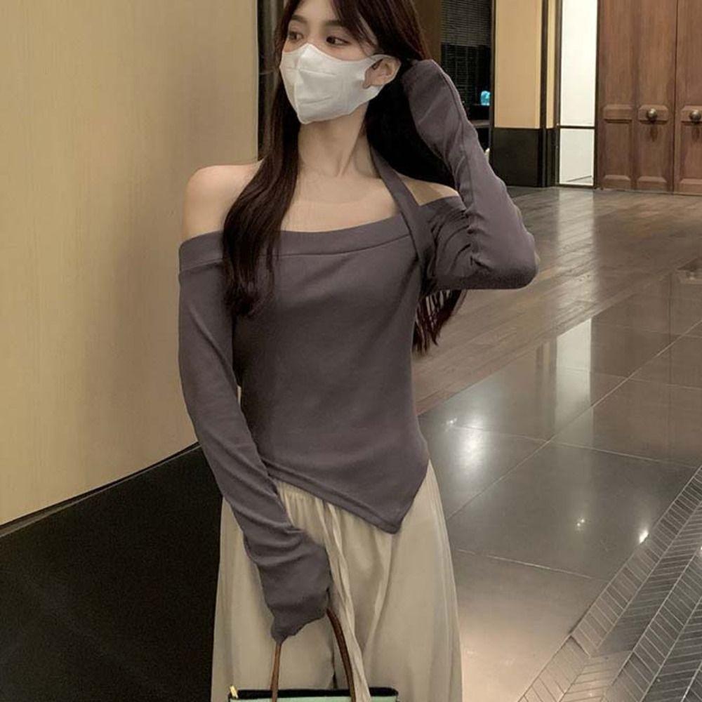Slim Fit Off Shoulder Pullover Chic T Shirts Women Y2k Stylish Halter Crop Tops Female S
Slim Fit Off Shoulder Pullover Chic T Shirts Women Y2k Stylish Halter Crop Tops Female S