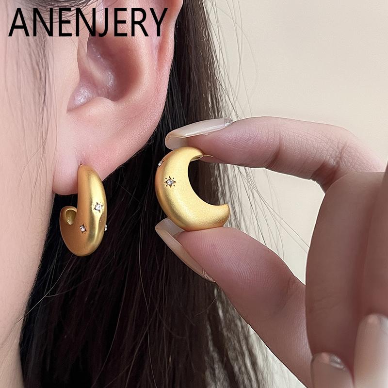 ANENJERY Smooth Moon Star Zircon Earrings For Women Simple Elegant Wedding Lady Temperament Jewelry Gifts Wholesale серебряный
ANENJERY Smooth Moon Star Zircon Earrings For Women Simple Elegant Wedding Lady Temperament Jewelry Gifts Wholesale серебряный