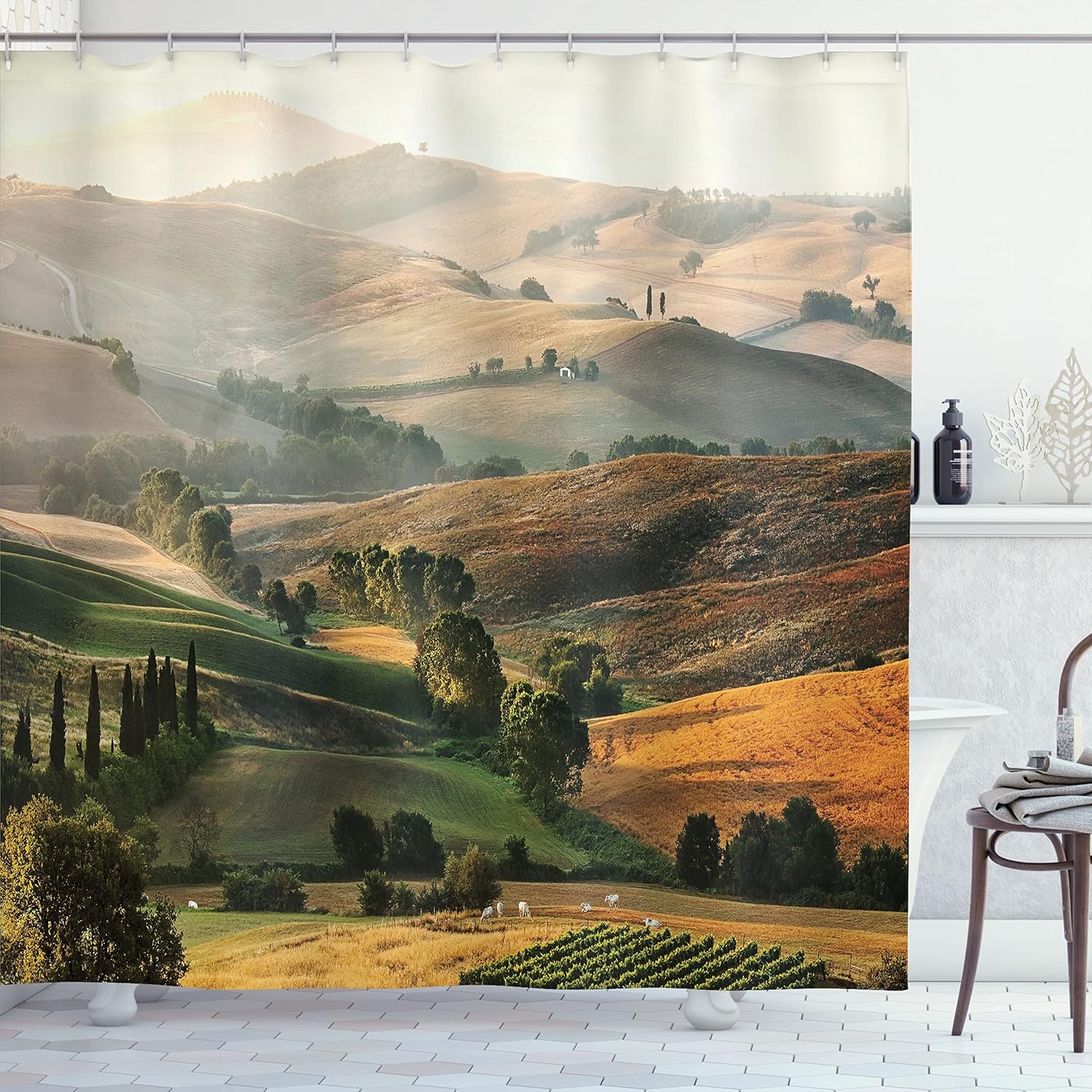 Tuscany Landscape Shower Curtain Rolling Hills Nature Photography Bathroom Decor Linen180X230 W60H190(CM)-1 Pcs
Tuscany Landscape Shower Curtain Rolling Hills Nature Photography Bathroom Decor Linen180X230 W60H190(CM)-1 Pcs
