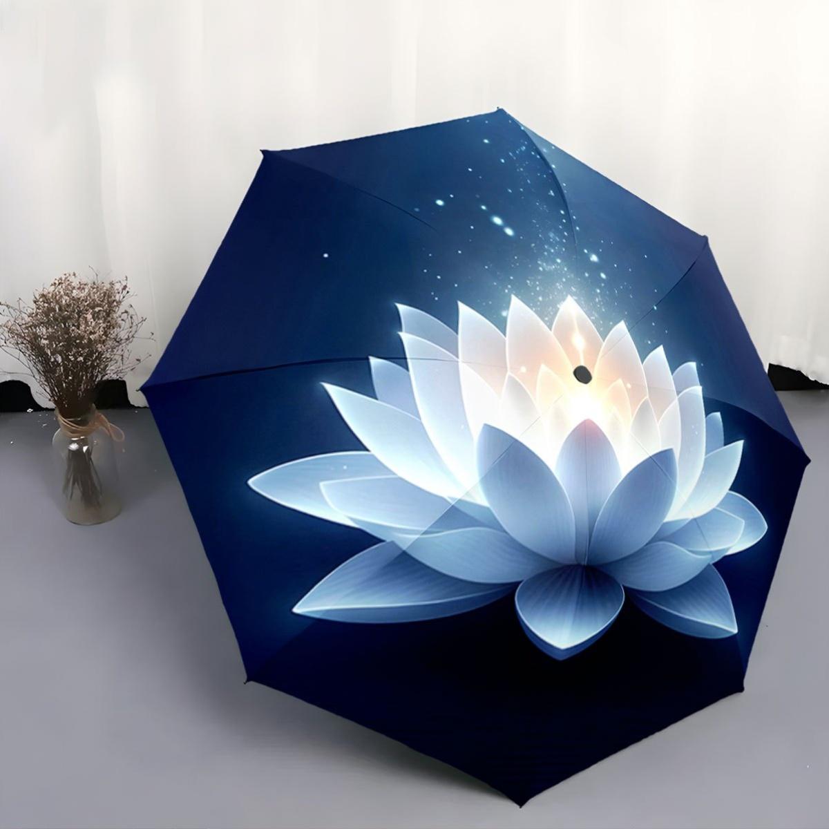 Automatic Open/Close Umbrella with Glowing for Lotus Flower - Elegant Navy Blue Floral Parasol, Compact Folding Umbrella with (as the picture,iron&8K)
Automatic Open/Close Umbrella with Glowing for Lotus Flower - Elegant Navy Blue Floral Parasol, Compact Folding Umbrella with (as the picture,iron&8K)