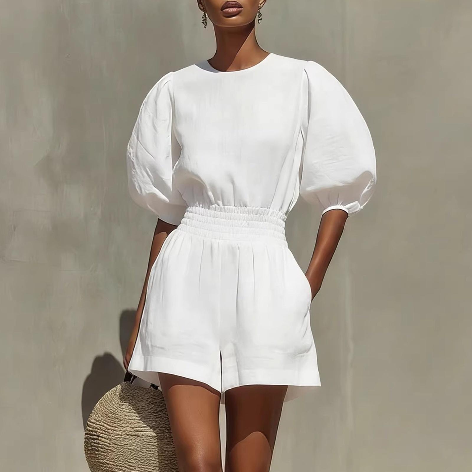 Ladies Casual Fashion Bubble Sleeve Comfortable Shorts Set XL білий
Ladies Casual Fashion Bubble Sleeve Comfortable Shorts Set XL білий