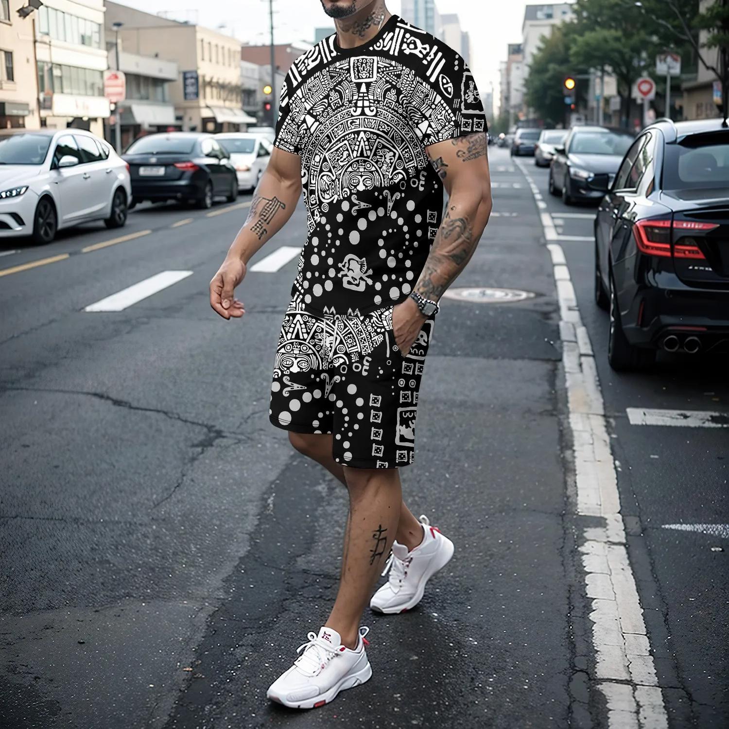 Принт с узором в этническом стиле, мужские комплекты из 2 предметов, удобная повседневная футболка с коротким рукавом и свободные шорты, мужская одежда XXL
Принт с узором в этническом стиле, мужские комплекты из 2 предметов, удобная повседневная футболка с коротким рукавом и свободные шорты, мужская одежда XXL