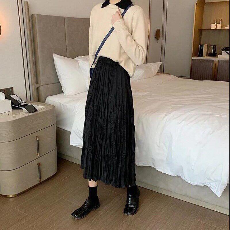 Fairy-Style Mid-Length Pleated A-Line Skirt, Autumn Long Pencil Skirt with Elastic Waist, Loose and Versatile Trendy Design Regular Black M
Fairy-Style Mid-Length Pleated A-Line Skirt, Autumn Long Pencil Skirt with Elastic Waist, Loose and Versatile Trendy Design Regular Black M