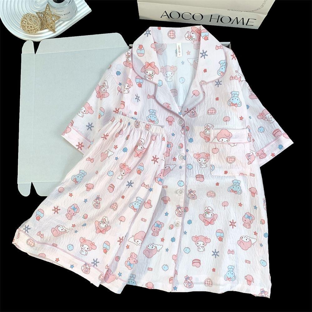 Japanese pink princess style Melody pajamas women s summer short-sleeved shorts cardigan set soft cute loungewear pajamas S
Japanese pink princess style Melody pajamas women s summer short-sleeved shorts cardigan set soft cute loungewear pajamas S