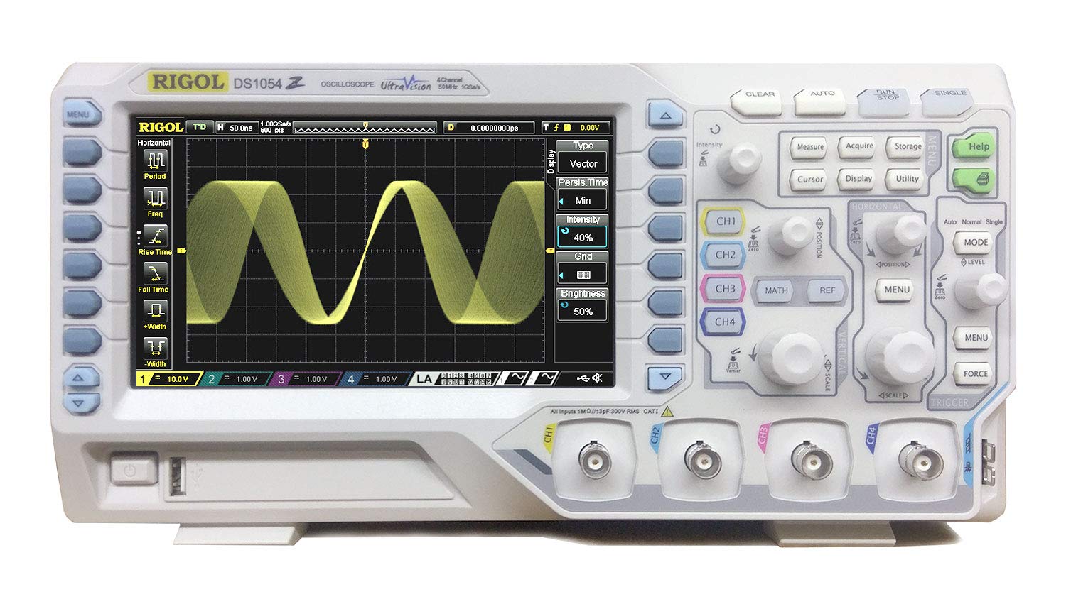 RIGOL Digital Oscilloscope DS1054Z 4 analog channels 50MHz frequency band sample rate 24M point record length 8bit high resolution vertical axis range
RIGOL Digital Oscilloscope DS1054Z 4 analog channels 50MHz frequency band sample rate 24M point record length 8bit high resolution vertical axis range