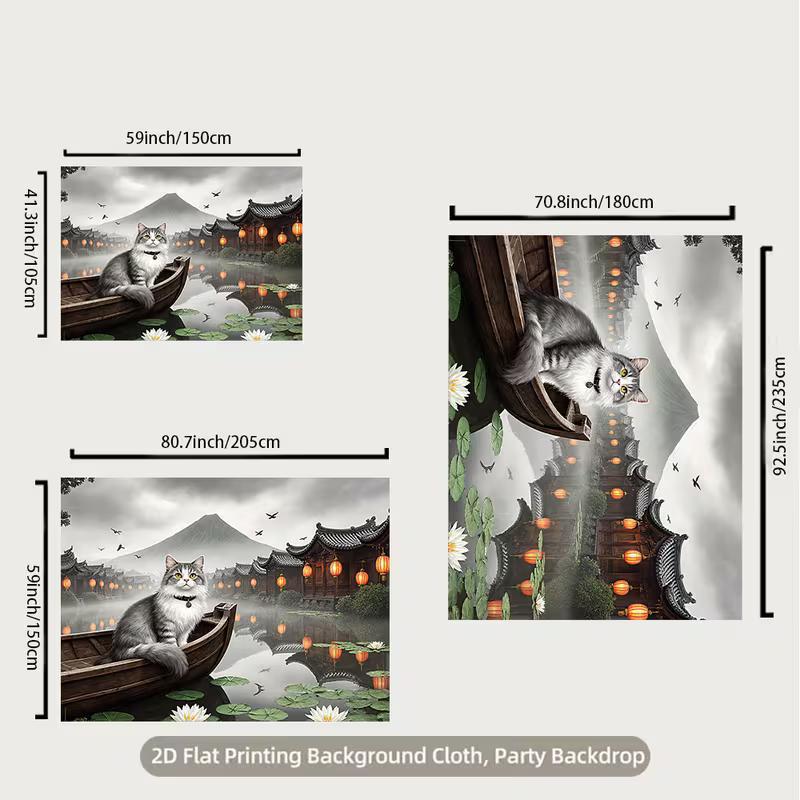 2D Artistic Asian Cat Tapestry, Grey Cat with Lotus and Lanterns 47.2x31.5inch/120*80cm
2D Artistic Asian Cat Tapestry, Grey Cat with Lotus and Lanterns 47.2x31.5inch/120*80cm