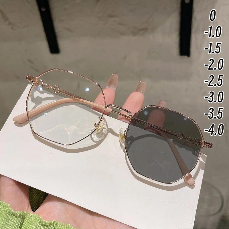 Blue Light Blocking Eye Protection Photochromic Myopic Glasses Vintage Polygonal Optical Glasses Color Changing Sunglasses
Blue Light Blocking Eye Protection Photochromic Myopic Glasses Vintage Polygonal Optical Glasses Color Changing Sunglasses