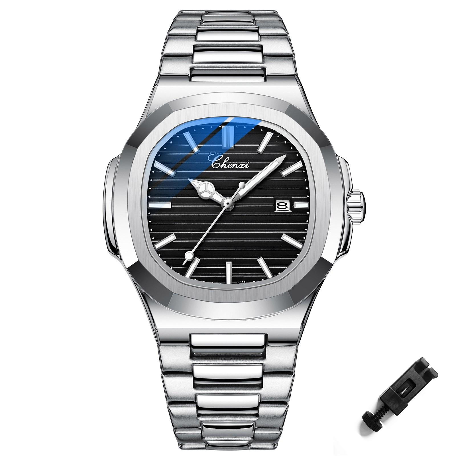 Модные мужские часы из серебристой нержавеющей стали в стиле минимализма, повседневные деловые часы, мужские роскошные кварцевые наручные часы для мужчин, календарь чёрный
Модные мужские часы из серебристой нержавеющей стали в стиле минимализма, повседневные деловые часы, мужские роскошные кварцевые наручные часы для мужчин, календарь чёрный