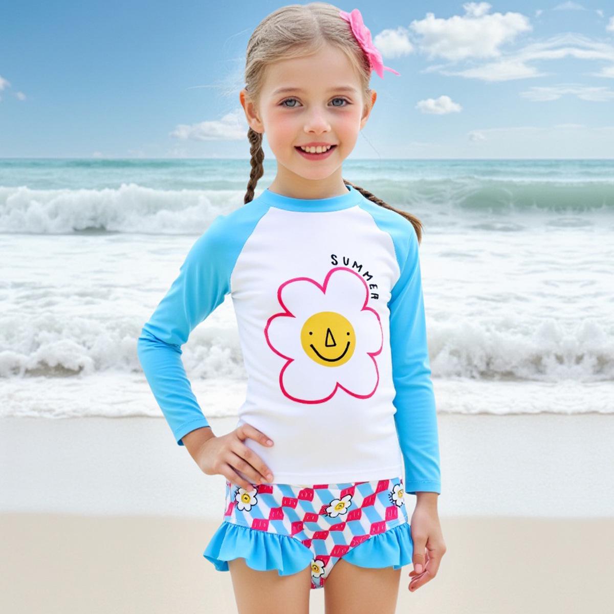Girls 2025 Long-Sleeve Floral Split Swimsuit - Sun Protection Summer Swimwear 4 Years синій
Girls 2025 Long-Sleeve Floral Split Swimsuit - Sun Protection Summer Swimwear 4 Years синій