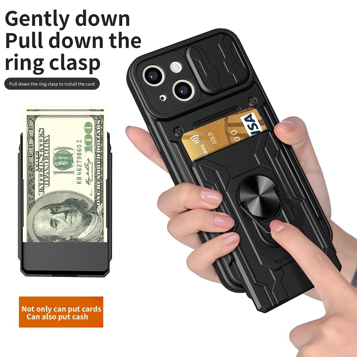 For iPhone 14 6.1 inch Slide Lens Protection Design Kickstand Case Hard PC Soft TPU Impact-Resistant Cover with Card Holder Black
For iPhone 14 6.1 inch Slide Lens Protection Design Kickstand Case Hard PC Soft TPU Impact-Resistant Cover with Card Holder Black
