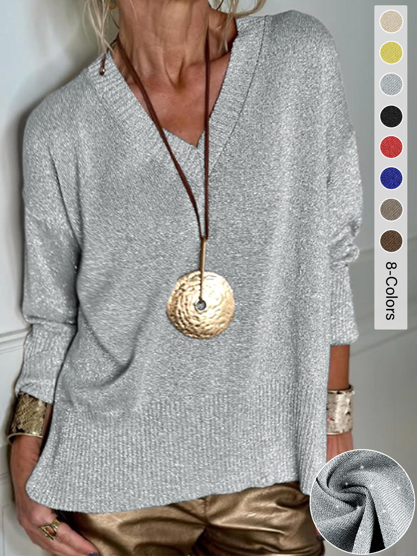 European & American Elegant Women s Loose V-Neck Knit Top - Plus Size 4XL срібло сірий колір
European & American Elegant Women s Loose V-Neck Knit Top - Plus Size 4XL срібло сірий колір