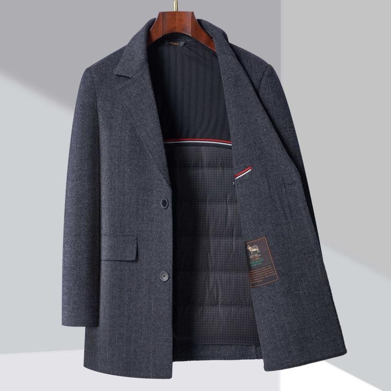 Зимнее двухстороннее кашемировое пальто для мужчин, куртка средней длины на утепленном пуховике, шерстяной верх из папиной шерсти 195
Зимнее двухстороннее кашемировое пальто для мужчин, куртка средней длины на утепленном пуховике, шерстяной верх из папиной шерсти 195