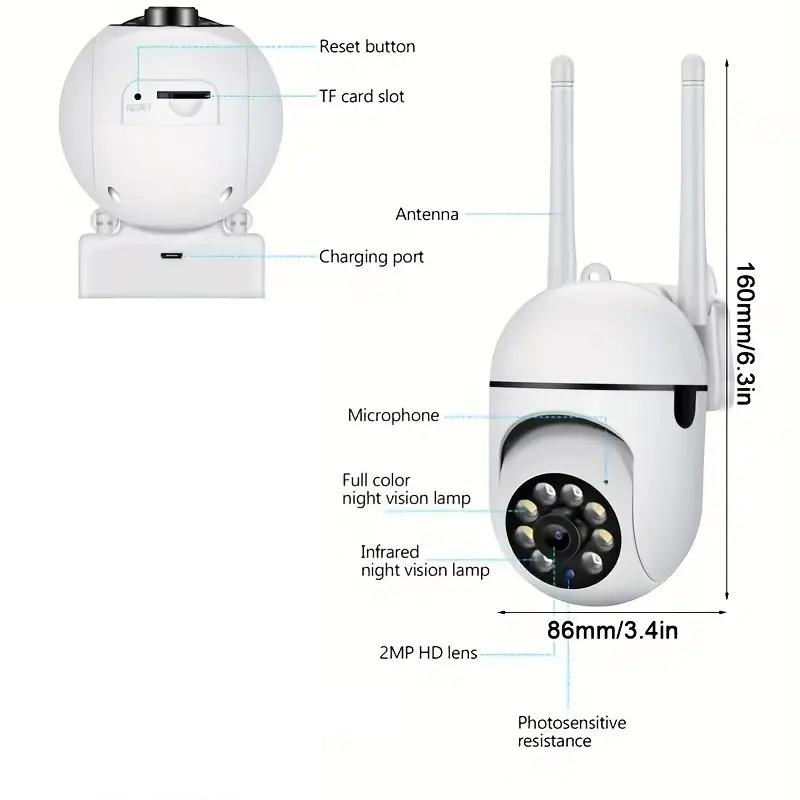 IP-камера Smart Outdoor Home Security WIFI CCTV Watching with Color Night Vision Wireless HD 2-Way Audio 1080P White
IP-камера Smart Outdoor Home Security WIFI CCTV Watching with Color Night Vision Wireless HD 2-Way Audio 1080P White
