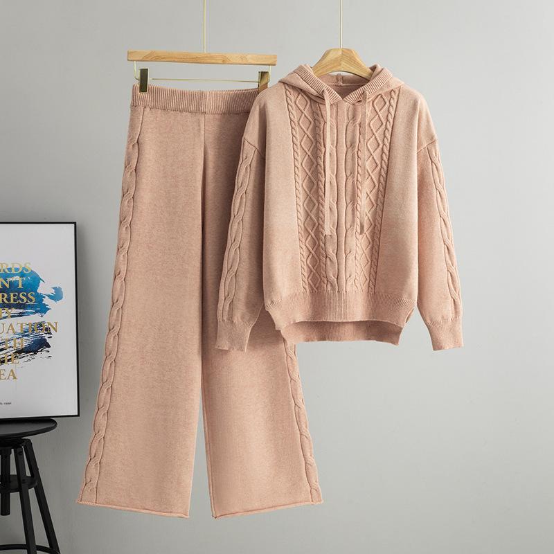 European Casual Knitwear Set - Women’s Hooded Cable Sweater & Wide-leg Pants Two-piece for Spring/Autumn One Size розовый
European Casual Knitwear Set - Women’s Hooded Cable Sweater & Wide-leg Pants Two-piece for Spring/Autumn One Size розовый