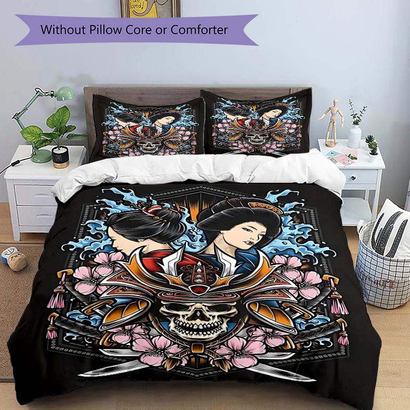 3pcs Anime Samurai Skull Geisha Comforter Set with 1 Quilt Cover and 2 Pillowcases (No Core) - Home Decor, Festival Gift, Polyester Fabric, Anime Cart 135x200cm
3pcs Anime Samurai Skull Geisha Comforter Set with 1 Quilt Cover and 2 Pillowcases (No Core) - Home Decor, Festival Gift, Polyester Fabric, Anime Cart 135x200cm