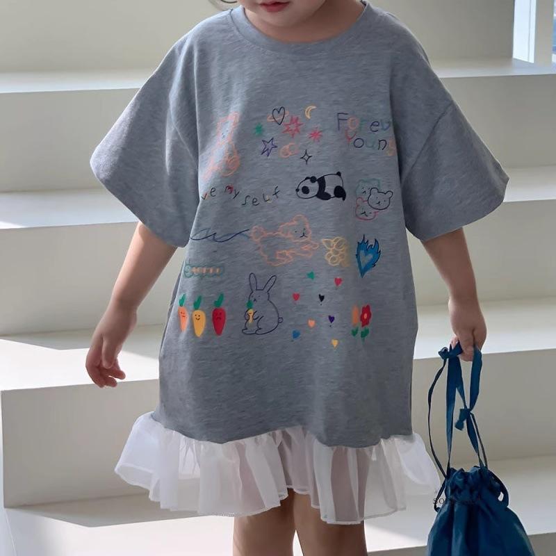 Summer Cotton Girls Short Sleeve Casual Dress Cute Flower Print Children Long T-Shirts Loose Kids Princess Dress Girls Clothes 140 сірий
Summer Cotton Girls Short Sleeve Casual Dress Cute Flower Print Children Long T-Shirts Loose Kids Princess Dress Girls Clothes 140 сірий