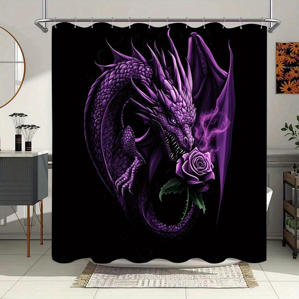 Mystical Purple Dragon With Rose Shower Curtain - Waterproof, Mildew-Resistant With Gothic Fantasy Design For Unique Decor W60H190(CM)-1 Pcs
Mystical Purple Dragon With Rose Shower Curtain - Waterproof, Mildew-Resistant With Gothic Fantasy Design For Unique Decor W60H190(CM)-1 Pcs