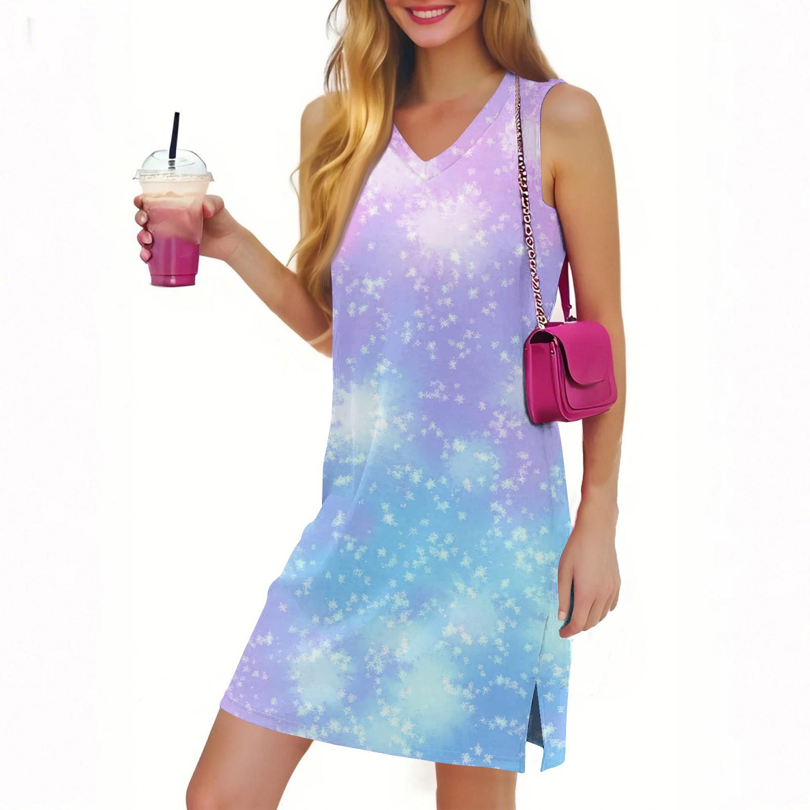 Women s Casual Fashion Sexy V-neck Sleeveless Gradient Print Hem Slit Dress L
Women s Casual Fashion Sexy V-neck Sleeveless Gradient Print Hem Slit Dress L
