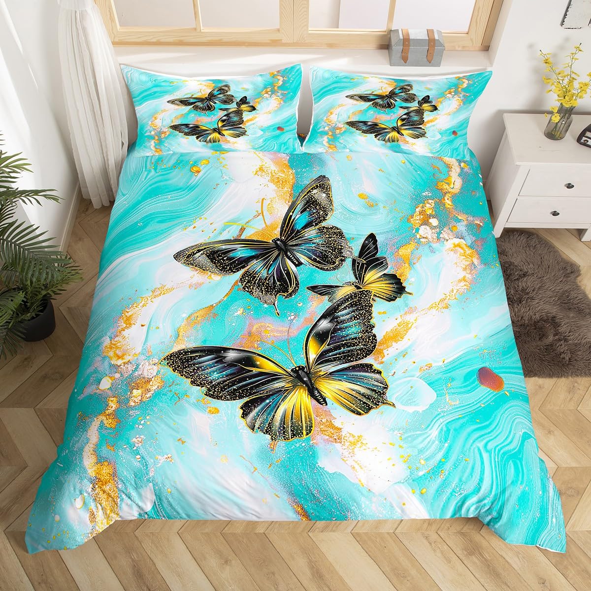 Comforter Gradient Rainbow Marble Dreamy Butterfly Bedding Set Fullgold Marbling Comforter Abstract Ombre Ink Fluid Art Comforter (quilt)-EU Single(135*200cm)3pcs
Comforter Gradient Rainbow Marble Dreamy Butterfly Bedding Set Fullgold Marbling Comforter Abstract Ombre Ink Fluid Art Comforter (quilt)-EU Single(135*200cm)3pcs