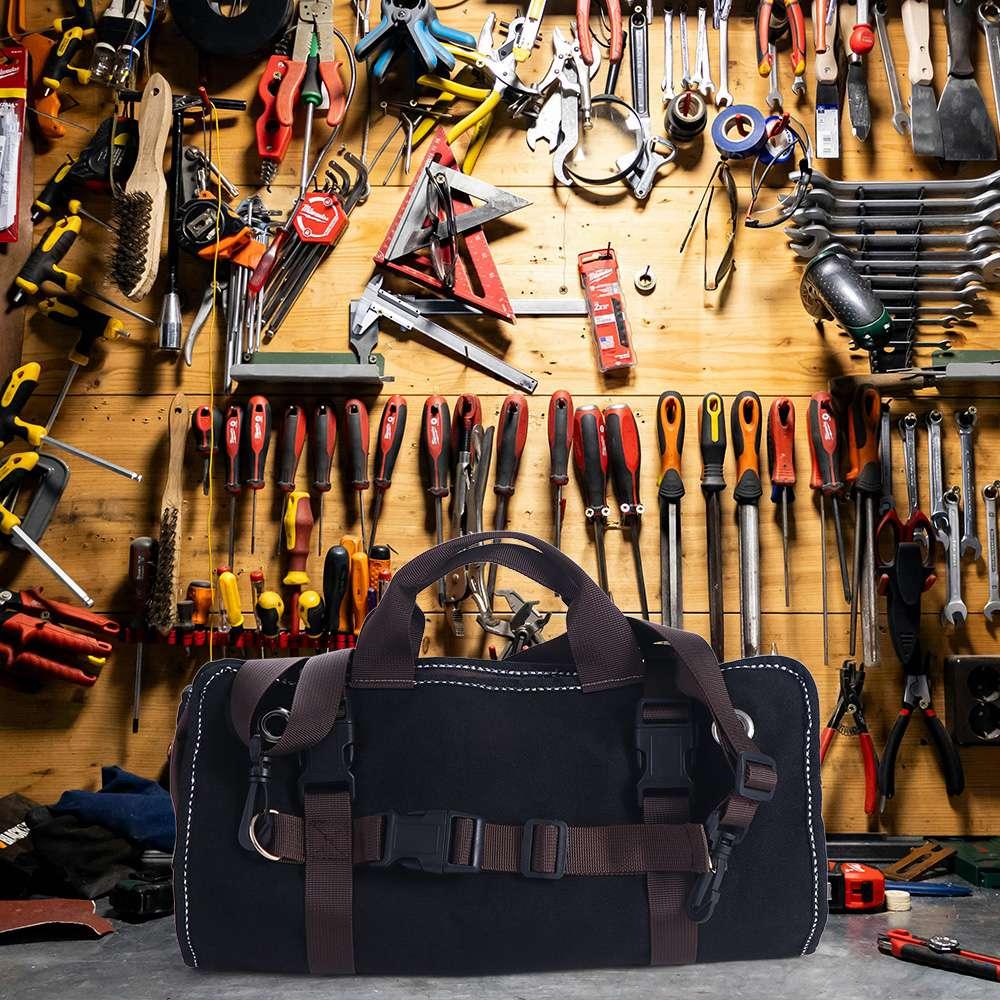 Waterproof 15-Pockets Roll Bag Roll Tool Roll Up Bag Durable Waxed Canvas Tool Roll Carpenter чорний
Waterproof 15-Pockets Roll Bag Roll Tool Roll Up Bag Durable Waxed Canvas Tool Roll Carpenter чорний