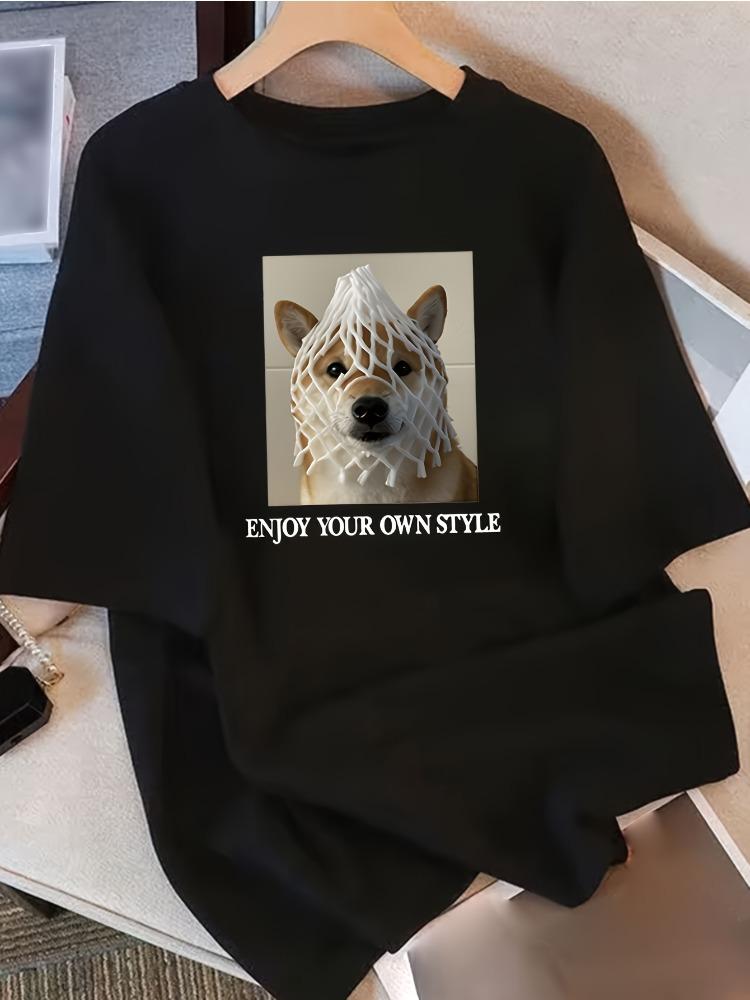 Cute and fun cartoon dog print pattern Tshirt with round neck and short sleeves versatile for daily wear casual Womens Tshirt 4XL
Cute and fun cartoon dog print pattern Tshirt with round neck and short sleeves versatile for daily wear casual Womens Tshirt 4XL