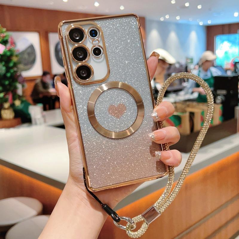 For Samsung Galaxy S25 Ultra Case Compatible with MagSafe TPU Phone Cover with Strap Heart Gradient Sparkle Gold
For Samsung Galaxy S25 Ultra Case Compatible with MagSafe TPU Phone Cover with Strap Heart Gradient Sparkle Gold