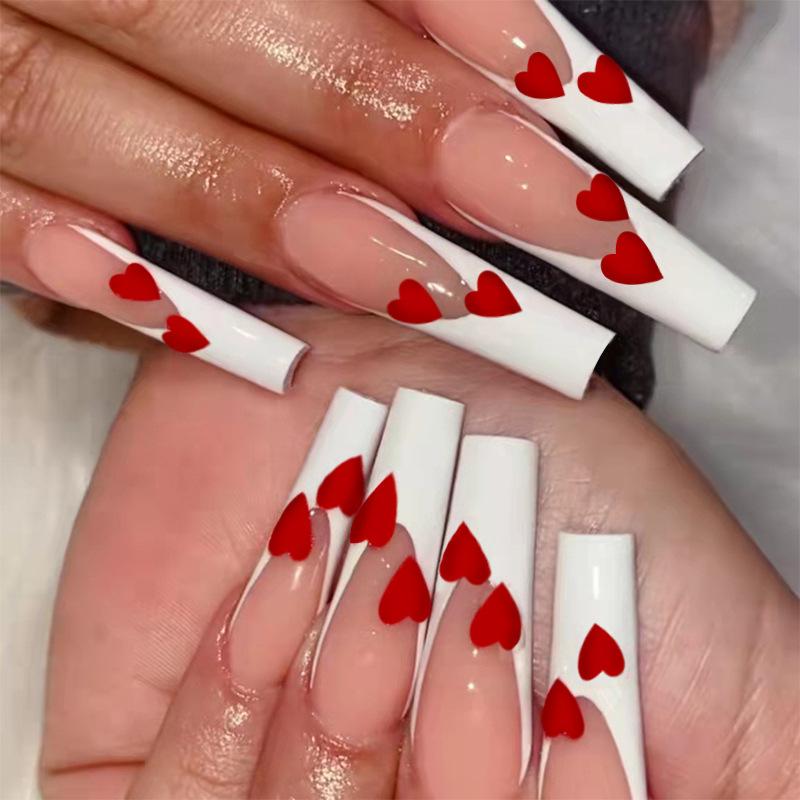Nail Wearing Nail Long Peach Heart Nail Sheet Ballet Nail French Red Heart Nail Sheet Finished Nail Patch
Nail Wearing Nail Long Peach Heart Nail Sheet Ballet Nail French Red Heart Nail Sheet Finished Nail Patch