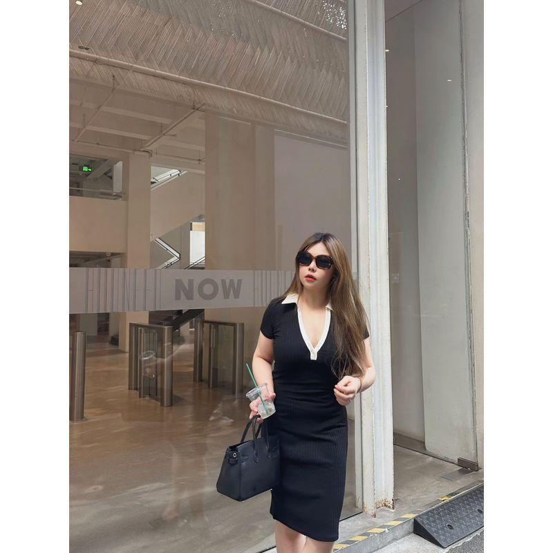 Miss Biggie Fashion Plus Size Slim Looking Silm Stitching White Lapel Half Placket Short Sleeve Knitting Dress Black XL
Miss Biggie Fashion Plus Size Slim Looking Silm Stitching White Lapel Half Placket Short Sleeve Knitting Dress Black XL