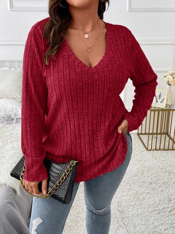 2024 Women s V-Neck Long-Sleeve Brushed Stripe Top - Solid Color, Large Size Pullover 3XL
2024 Women s V-Neck Long-Sleeve Brushed Stripe Top - Solid Color, Large Size Pullover 3XL