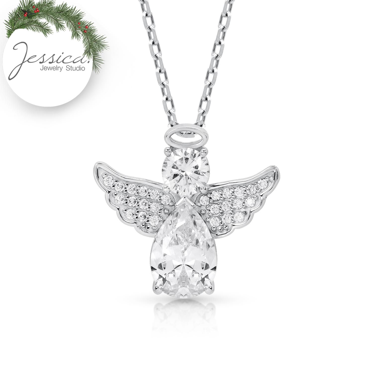 Ожерелье с подвеской в виде ангела из чистого серебра 925 пробы с кристаллом в форме груши
Ожерелье с подвеской в виде ангела из чистого серебра 925 пробы с кристаллом в форме груши