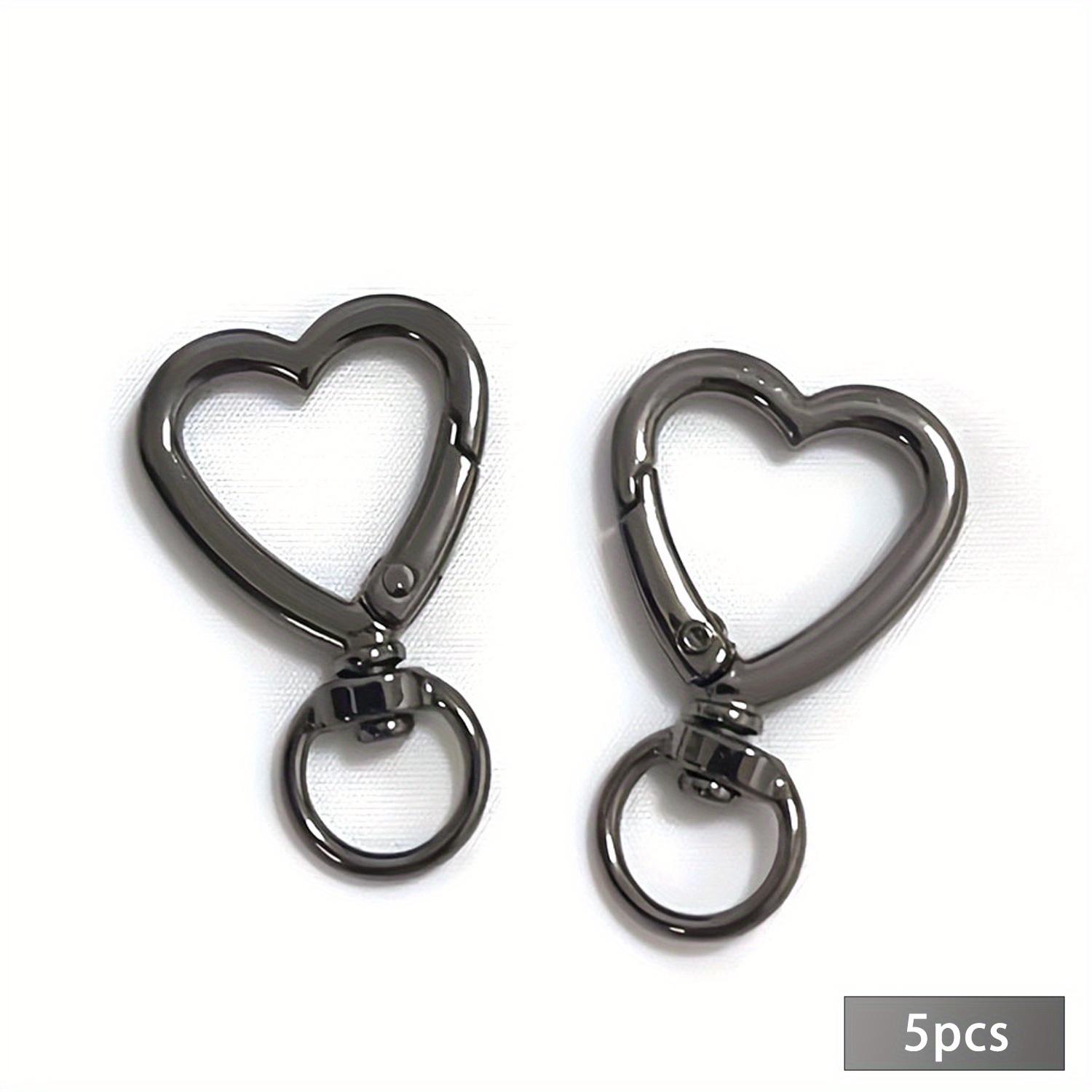 5 шт. Вращающиеся пряжки в форме сердца, металлические пружинные брелоки-цепочки, пряжки для брелоков, пружинные застежки, ремешки для кошельков, для брелоков, для DIY сумок чёрный