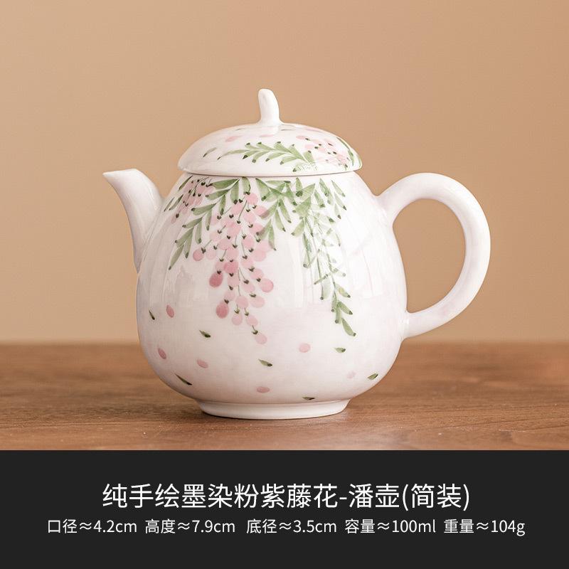 100 мл нарисованный вручную цветок глицинии чайник роскошный одинарный мини-чайник для домашнего приготовления чая с фильтром чайные принадлежности украшения