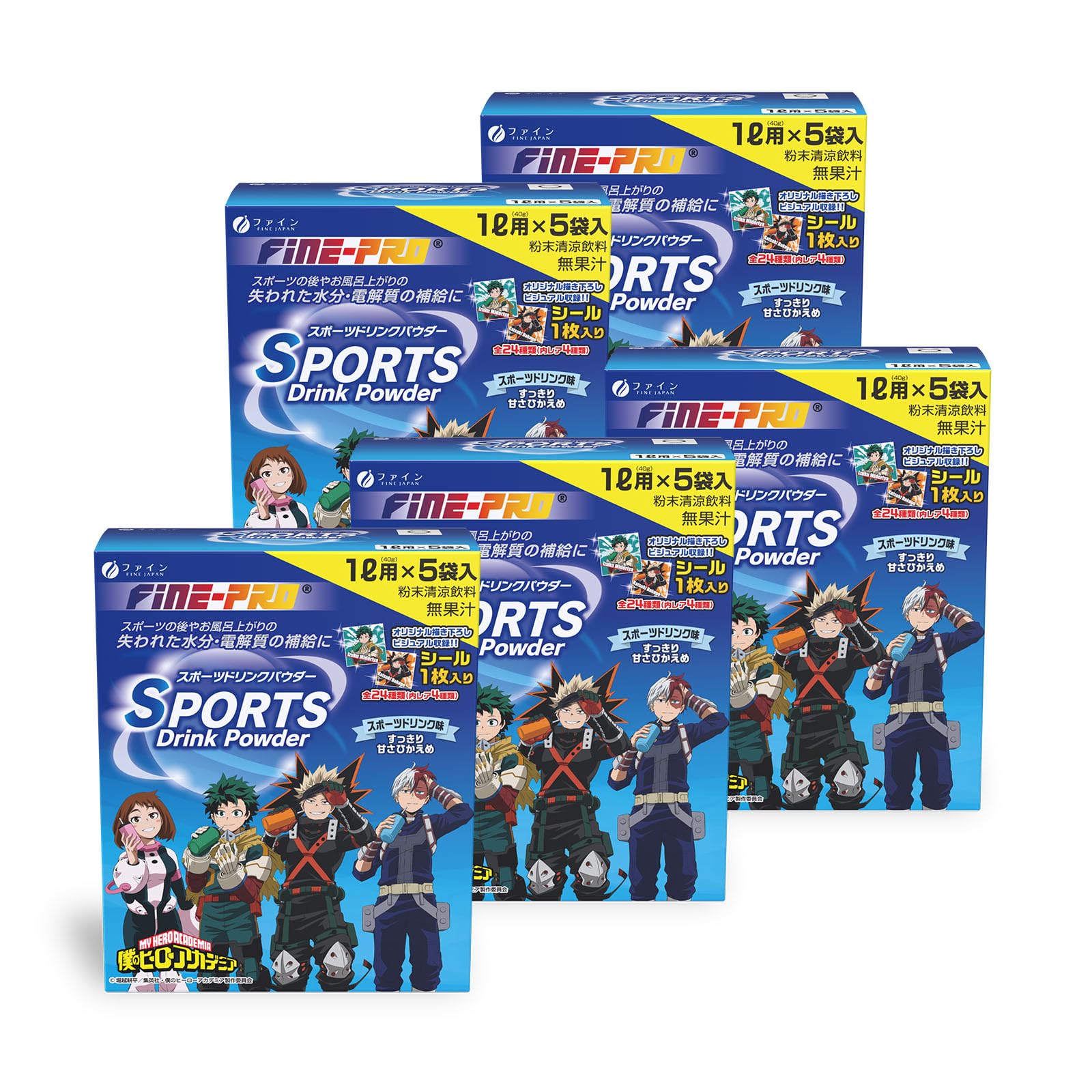 FINE JAPAN Fine Pro Спортивный напиток в порошке ТВ Аниме Вкус спортивного напитка Hero 200 г x 5 Порошок Витамин C Кальций Магний Гипотонический напиток Сделано в Японии x