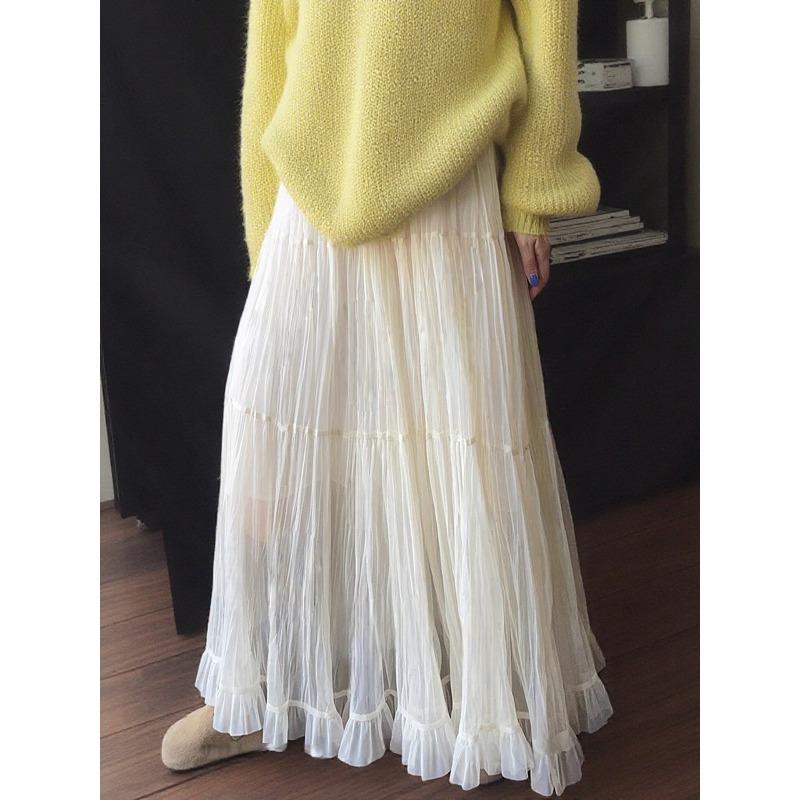 New solid-color mesh splicing skirt for women s spring and autumn Korean temperament gentle and versatile and thin A-word big swing skirt One size fits all абрикосовый
New solid-color mesh splicing skirt for women s spring and autumn Korean temperament gentle and versatile and thin A-word big swing skirt One size fits all абрикосовый