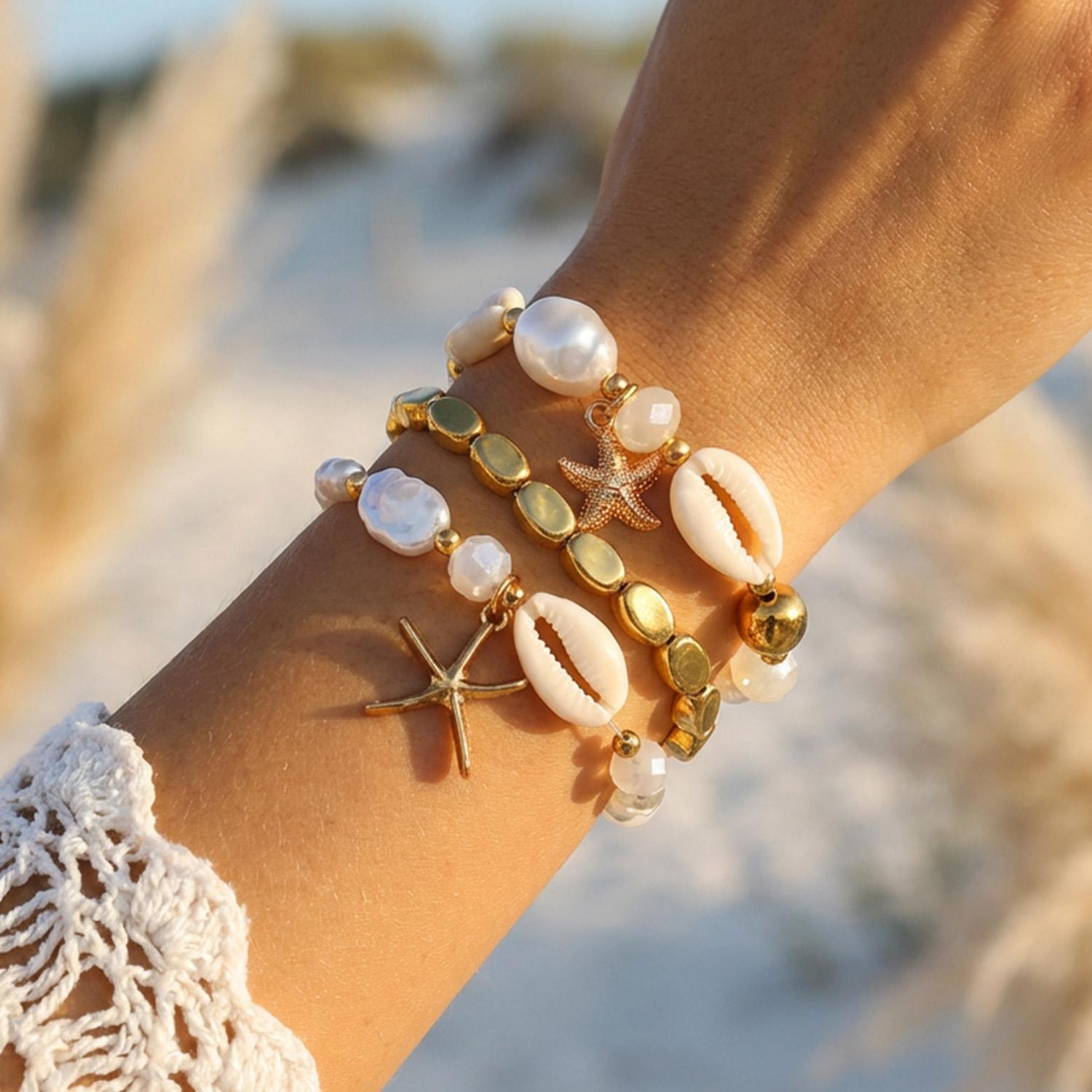 Boho Pink Starfish Shell Beaded Bracelet Set for Women Multilayer Rice Beads Stretch Stacked Bangle Summer Beach Party Jewelry
Boho Pink Starfish Shell Beaded Bracelet Set for Women Multilayer Rice Beads Stretch Stacked Bangle Summer Beach Party Jewelry