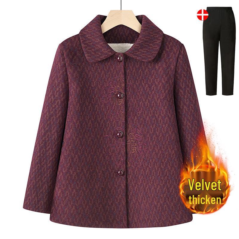 Women s Winter Velvet-Lined Wool Blend Coat - Warm Lapel Wear for Middle-Aged and Elderly Women 3XL (115-130 Jin)
Women s Winter Velvet-Lined Wool Blend Coat - Warm Lapel Wear for Middle-Aged and Elderly Women 3XL (115-130 Jin)