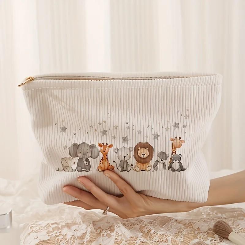 1pc lightweight corduroy makeup bag with animal pattern, multifunctional zipper storage box with lining білий
1pc lightweight corduroy makeup bag with animal pattern, multifunctional zipper storage box with lining білий