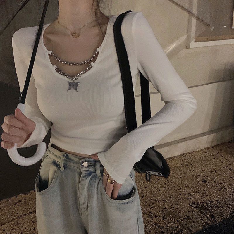 Fall Plus Size Chain Stitching White Knitted Fabric T-Shirt Tight Long Sleeves Plus Size Ladies Bottoming Shirt for Women Short Inner Wear Tops White 2XL
Fall Plus Size Chain Stitching White Knitted Fabric T-Shirt Tight Long Sleeves Plus Size Ladies Bottoming Shirt for Women Short Inner Wear Tops White 2XL