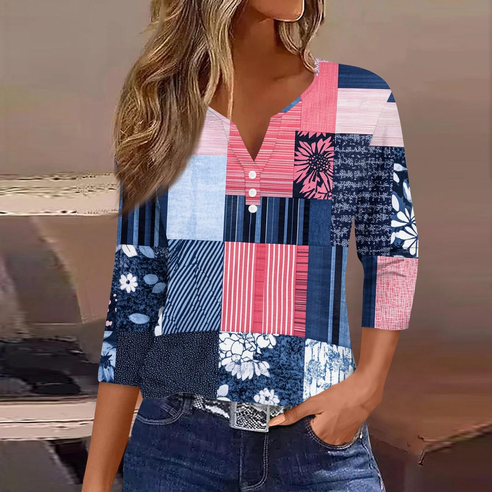 Жен. Футболка Футболка С принтом Пуговицы Рукав 3/4 Повседневные Выходные Мода Классический Классический V-образный вырез Обычный Верх S
Жен. Футболка Футболка С принтом Пуговицы Рукав 3/4 Повседневные Выходные Мода Классический Классический V-образный вырез Обычный Верх S