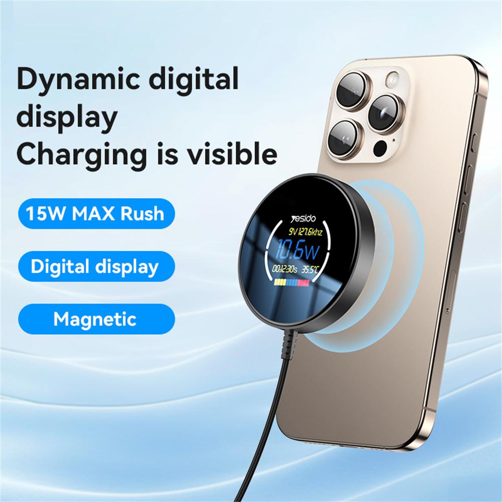 YESIDO DS28 Magnetic Wireless Charger Digital Display Fast Charging Pad with 1.2m Type C Cable As Shown A
YESIDO DS28 Magnetic Wireless Charger Digital Display Fast Charging Pad with 1.2m Type C Cable As Shown A