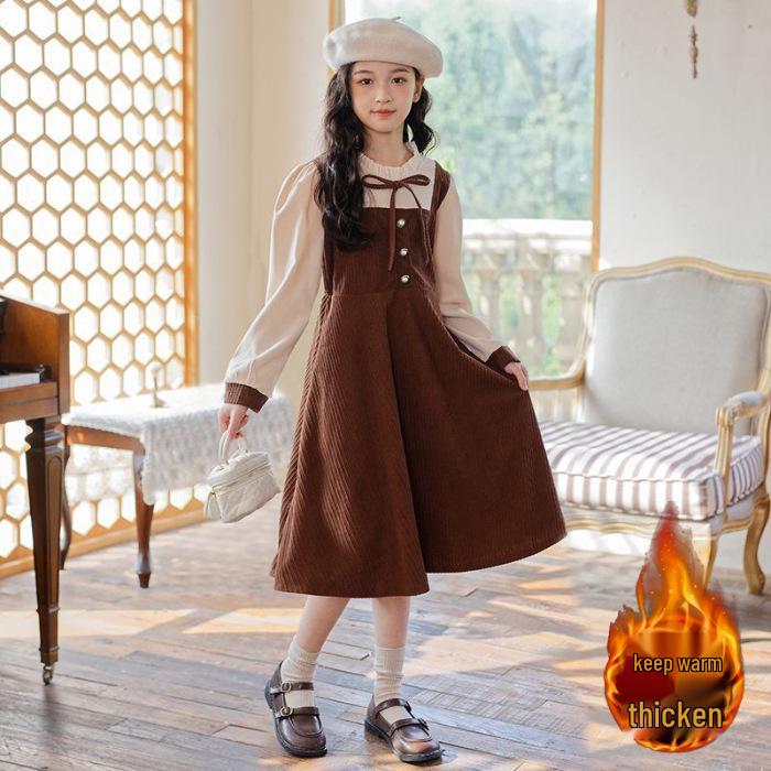 European Cotton Girls Plush Dress: Fleece-Lined Faux Two-Piece for Medium & Large Children (Autumn/Winter) 150 cm
European Cotton Girls Plush Dress: Fleece-Lined Faux Two-Piece for Medium & Large Children (Autumn/Winter) 150 cm