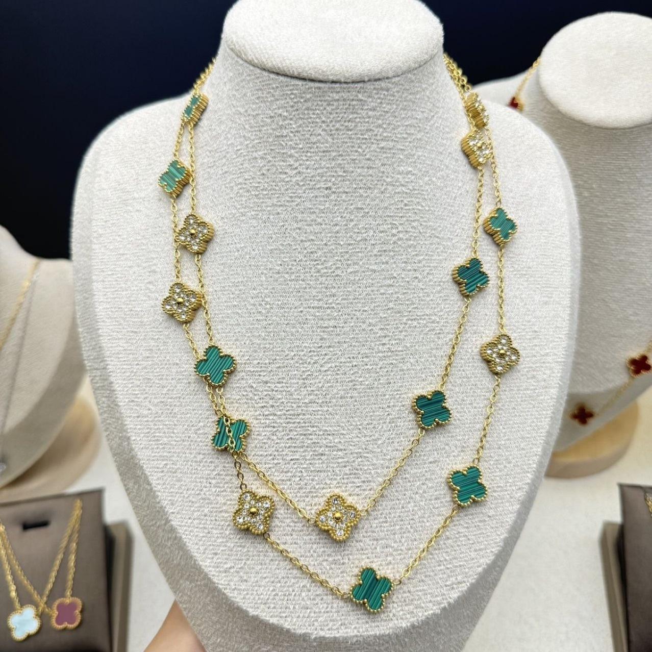 13 мм титановая сталь 90 см 20 цветов четырехлистный клевер ожерелье высококачественный женский свитер цепь 18K
13 мм титановая сталь 90 см 20 цветов четырехлистный клевер ожерелье высококачественный женский свитер цепь 18K