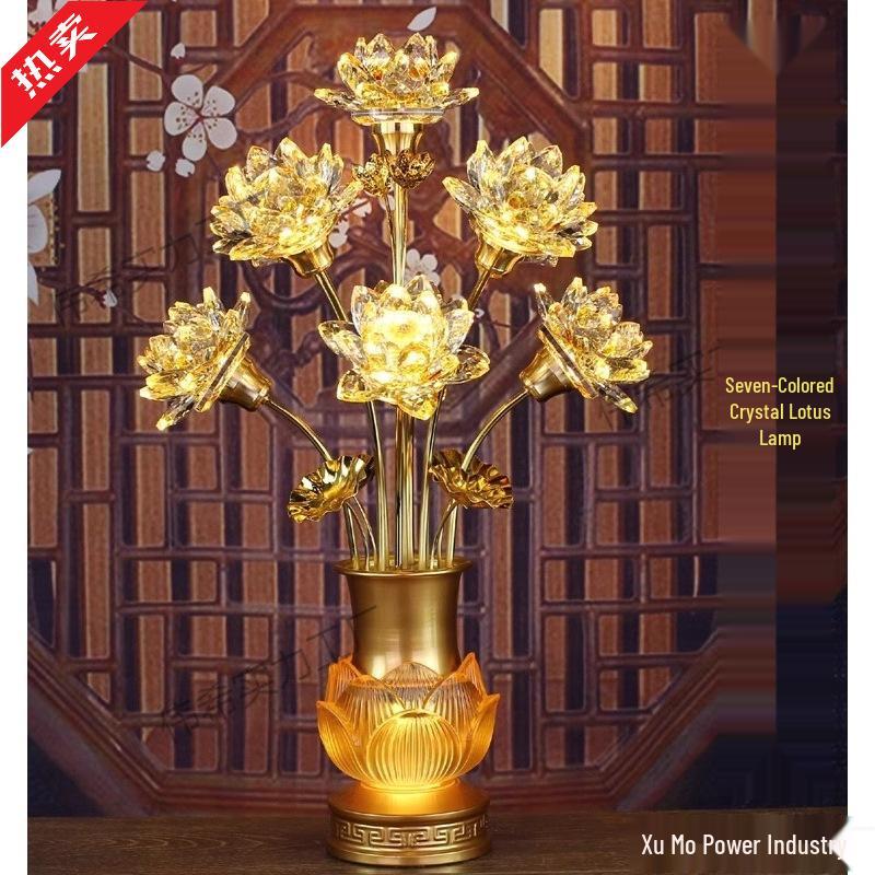 Colorful Nine-Petal Lotus Crystal Lamp for Buddha Altar - Home Use, Year of the Horse
Colorful Nine-Petal Lotus Crystal Lamp for Buddha Altar - Home Use, Year of the Horse